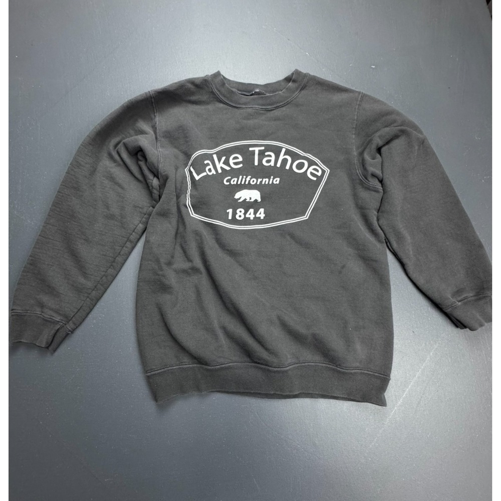 Lake Tahoe California Sweatshirt Youth Unisex Medium Gray Pullover Graphic Bear